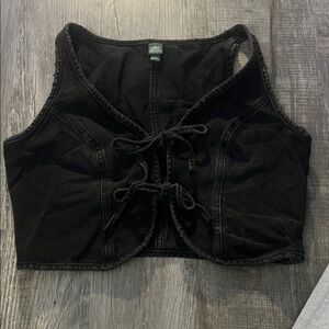 Wild Fable Black Textured Front TieTop